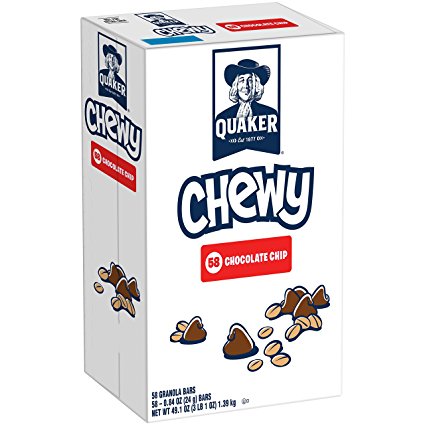 Quaker Chewy Granola Bars, Chocolate Chip, 58 Count