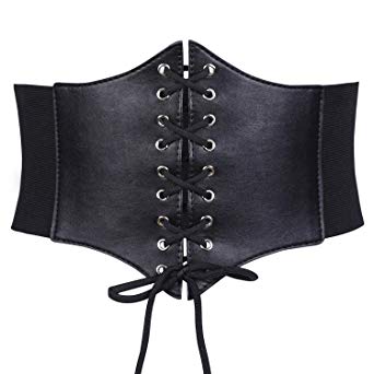 Women’s Elastic Costume Waist Belt Lace-up Tied Waspie Corset Belts for Women by JASGOOD