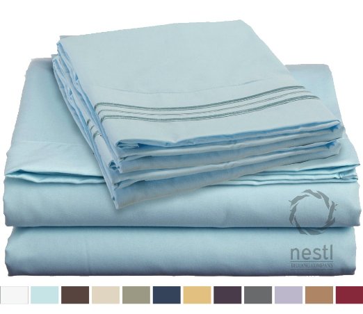 Bed Sheet Bedding Set, 100% Soft Brushed Microfiber with Deep Pocket Fitted Sheet - QUEEN - AQUA LIGHT BLUE - 1800 Luxury Bedding Collection, Hypoallergenic & Wrinkle Free Bedroom Linen Set