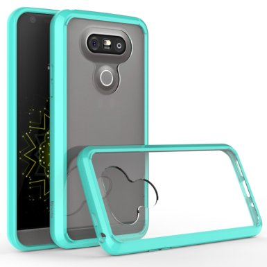 LG G5 Case, Bastex Slim Fit Shock Absorbing Flexible Clear Hard Rubber Fused Teal Bumper TPU Case Cover for LG G5