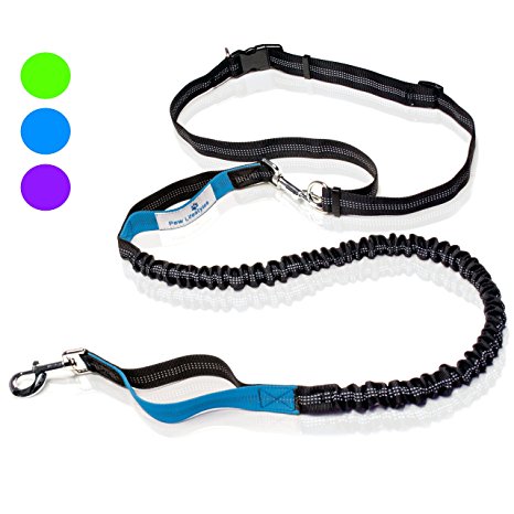 Paw Lifestyles Premium Hands Free Dog Leash, Double Handle, No Pull Leash with Retractable Shock Absorbing Bungee, Reflective Stitching and Adjustable Waist Belt, 4 ft | For Running, Jogging & Hiking