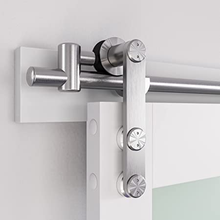 SMARTSTANDARD 5 Feet Stainless Steel Sliding Barn Door Hardware Kit - Heavy Duty Sturdy Barn Door Track - Smoothly and Quietly - Step-by-Step Installation Instruction -Fit 30" Wide Door Panel