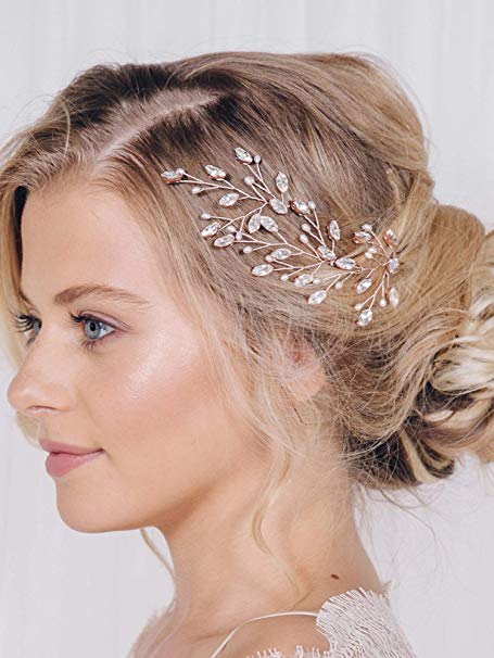 fxmimior Bridal Hair Accessories Pearl Crystal Hair Pins Hair Clips Bobby Pin Wedding Party Evening Headpiece Head Wear (pack of 3) (silver)