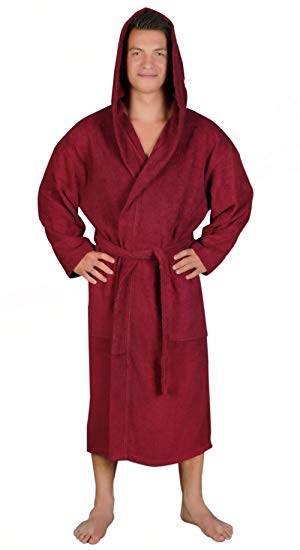 Arus Men's Classic Hooded Bathrobe Turkish Cotton Terry Cloth Robe