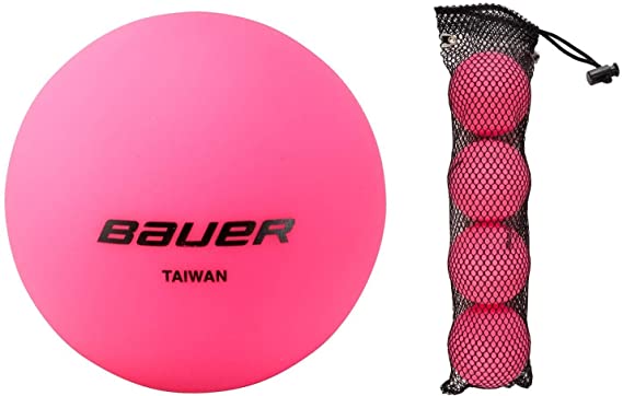Bauer 4 Pack No Bounce Street Hockey Balls, Cool or Warm Weather