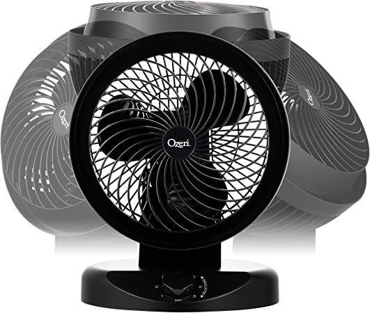 Ozeri Brezza 360 10" Oscillating Table Fan, with Orbital Motion Technology Black