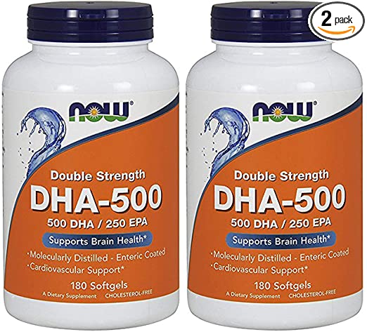 Now Foods DHA-500, 180 Softgels - 2 Pack