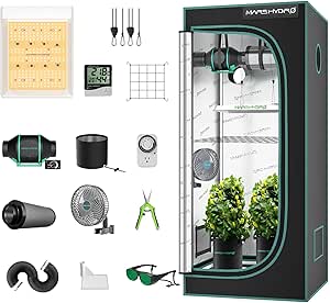 MARS HYDRO TS600 Growzelt Komplettset Led Grow Tent Kit LED Grow Light Grow Lampe 60X60X140cm Indoor Grow Set mit 4" Belüftungssatz