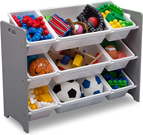 Delta Children My Size 9 Bin Plastic Toy Organizer, Grey