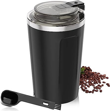 Coffee Grinder Electric, Espresso Coffee Bean Spices Grinder, Coffee Blade Grinders, One Touch Portable Grinder, for Coffee Bean, Spices, Herbs, Nuts, Grains, Black