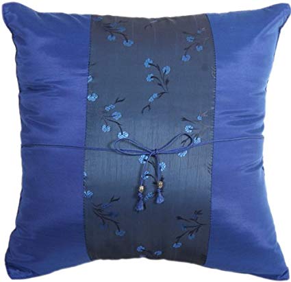 Artiwa Blue Floral 16"x16" Square Silk Couch Bedroom Decorative Throw Pillow Cover Gift Idea
