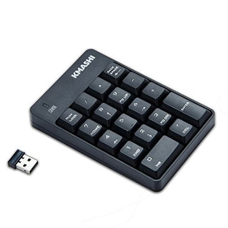 KMASHI Mini Wireless Numeric Keypad 24G Numerical Keyboard with 18 Keys for iMac Win 7 8 XP 2000 Vista Tablet Laptop Desktop PC Computer