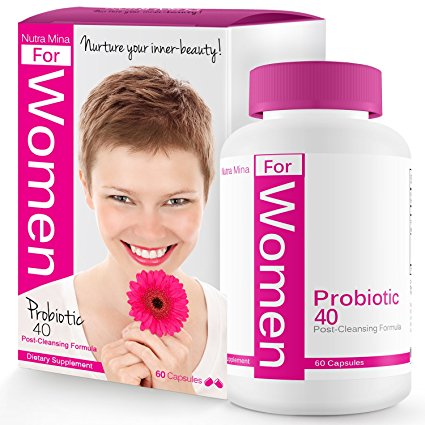 Probiotics For WOMEN Post Cleansing Formula Has The 4 Best Strains Of Live Bacteria That Are Good For Your Health, Especially on The Digestive and Immune System, Made In USA - 60 Capsules