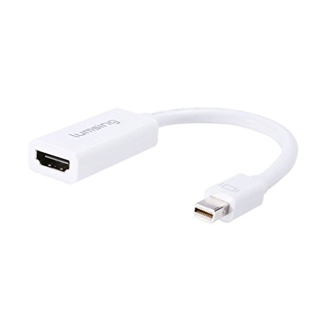 Mini DisplayPort (Thunderbolt Port Compatible) Mini DP 1.2 to HDMI 1.4 Adapter support 3840*2160P@30Hz video transmission Lumsing made for Mac Book, Imac and More, DP v1.2 Support 4Kx2K in White