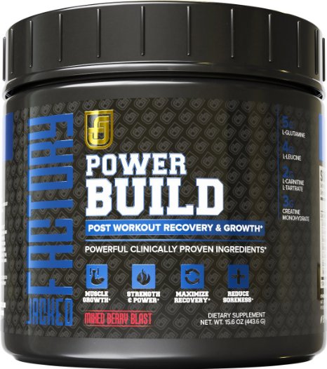 POWERBUILD Clinically-Dosed Post Workout Recovery and Muscle Building Supplement - Boost Muscle Growth Recovery and Strength - Creatine Glutamine and 5 More Powerful Ingredients - Mixed Berry Blast 4836g
