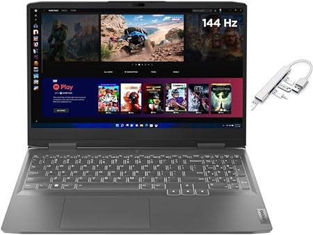 Lenovo LOQ 15.6" 144Hz FHD Gaming Laptop | 13th Generation Core i5-13420H | 8GB RAM DDR5 | 1024GB SSD | NVIDIA GeForce RTX 3050 | Backlit | Windows 11 Home | Bundle with USB 3.0 Hub