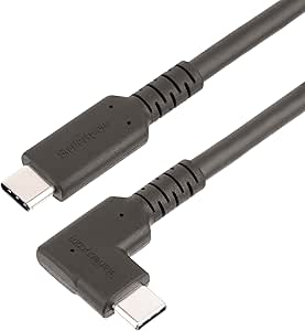 StarTech.com 3ft (1m) Rugged Right Angle USB-C Cable, USB 3.2 Gen 2 (10 Gbps), Full-Featured USB C to C Data Transfer Cable, 4K 60Hz DP Alt Mode, 100W PD - 90 Degree USB Type-C Cable (RUSB31CC1MBR)