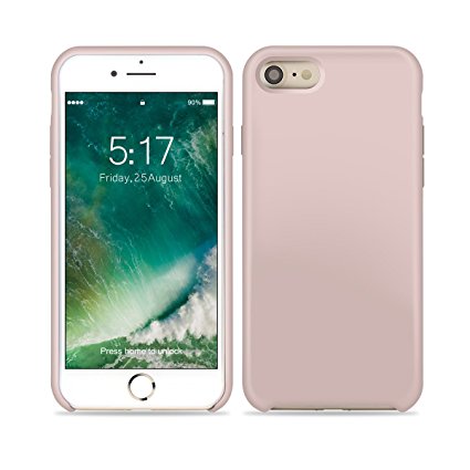 iPhone 8 / iPhone 7 Silicone Case, LISI Liquid Silicone Gel Rubber Shockproof Protective Cell Phone Case, Slim Fit Cover Case with Soft Microfiber Lining for Apple iPhone 7&8 4.7 inches(Pink)