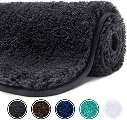 Poymecy Bathroom Rug Non Slip Soft Water Absorbent Thick Large Shaggy Floor Mats,Machine Washable,Bath Mat,Bathroom Thick Plush Rugs for Shower (Grey,32x20 Inches)