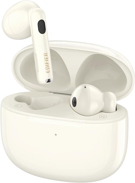 Edifier W320TN Adaptive Active Noise Cancelling Earbuds, LDAC & Hi-Res Audio Wireless, 6 Microphones AI Call Noise Cancellation, In-Ear Detection, App Control, Fast Charge, IP54, Bluetooth 5.3 - Ivory