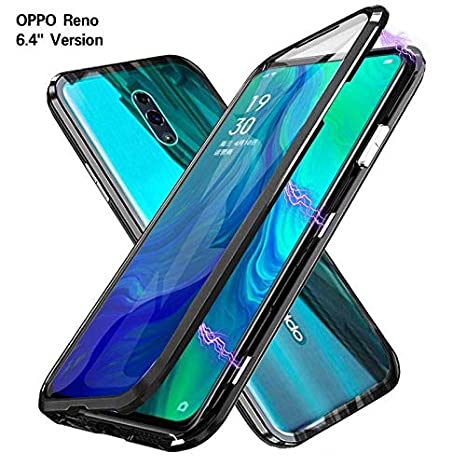 Helix Auto-Fit Magnetic Absorption Case Metal Frame Back Cover for Oppo Reno - Black