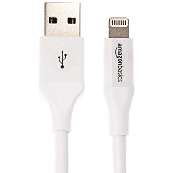 AmazonBasics USB A Cable with Lightning Connector, Advanced Collection - 3 Feet (0.9 Meters) - Single - White