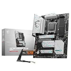 MSI X670E GAMING PLUS WIFI Motherboard, ATX - Supports AMD Ryzen 7000 Series Processors, AM5, DDR5 Memory Boost 7800 MHz/OC, 3 x PCIe 5.0 x16, 1 x M.2 Gen5, Wi-Fi 6E