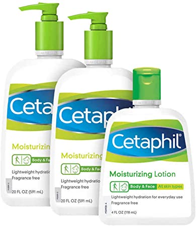 Cetaphil Lotion - 3 Pack - Contains Two 20 Oz Lotions and One 4 Oz Lotion (Great for Travel) - 44 Oz Total