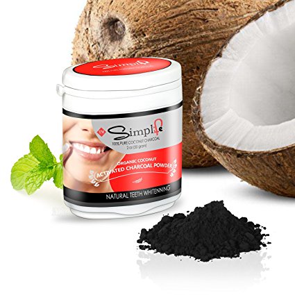 Simplife Teeth Whitening Activated Charcoal Powder Natural, With Organic Coconut Charcoal As Tooth Whitener For Healthy Whiter Teeth, Mint Flavor, 2 oz