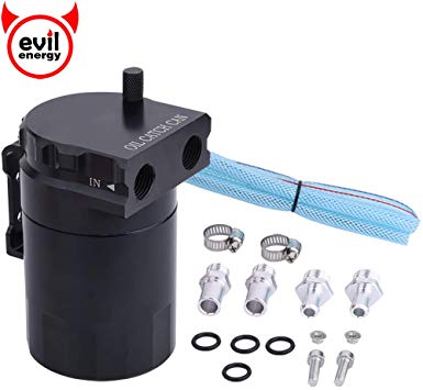 EVIL ENERGY Oil Catch Can Baffled Universal Aluminum Reservoir Tank 400ml Black