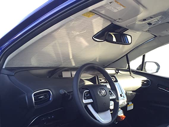 HeatShield, The Original Windshield Sun Shade, Custom-Fit for Toyota Prius Hatchback (5D) w/Sensor 2016, 2017, 2018, 2019, 2020, 2021, Silver Series