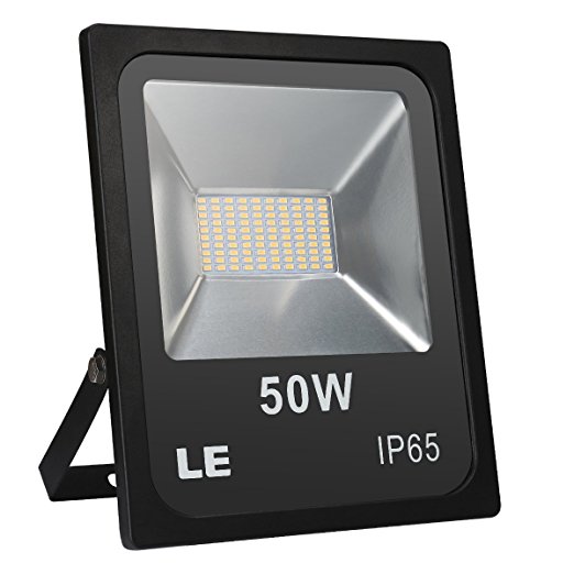 LE 50W 4000lm Super Bright Outdoor LED Flood Lights, Warm White 3000K, 150W HPSL Equivalent, Waterproof, Security Lights, Indoor & Outdoor Floodlight. (No Plug)