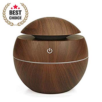 Aromatherapy Essential Oil Diffuser, Mini-Sized Ultrasonic Cool Mist Noiseless Humidifier with 7 LED changing lights and Auto Shut-off USB Powered, for Bedroom Office Home Baby Room 130ml