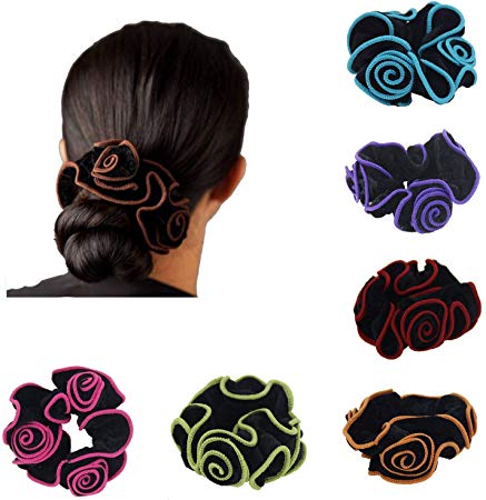 Ever Fairy 6Pcs Women Hair Scrunchies Floral Print Cotton Headbands for Sport or Daily Wear (6 Color pack F) (6 Color pack F)