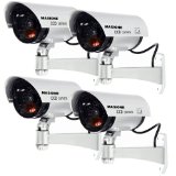 Masione 4 PACK OUTDOOR FAKE  DUMMY SECURITY CAMERA w Blinking Light CCTV SURVEILLANCE Silver