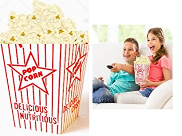 Family Movie Night Popcorn Bags, Popcorn Favor Boxes Transform Your Home Into Your Personal Movie Theater! 100/case 44E Open Top Popcorn Boxes Fit 2 to 2.5 cups (16 – 20 oz) Per Bag