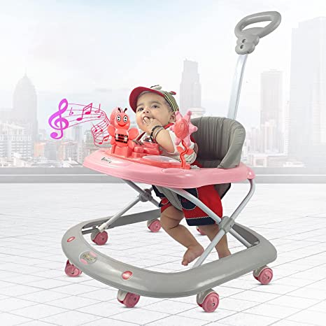 Dash Butterfly DLX Baby Walker, Walker Baby 6-18 Months boy, Walker, Activity Walker with Music n Light and Parental Handle, 3 Position Adjustable Height (Capacity 20kg | Pink)
