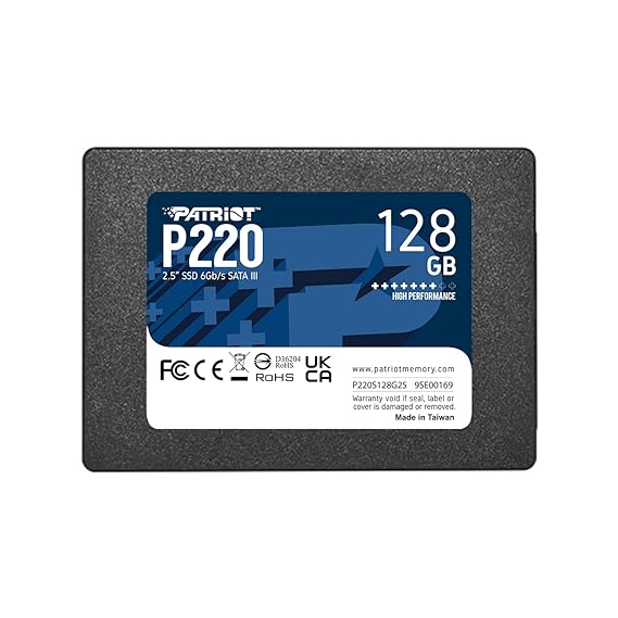 Patriot P220 128GB 2.5" SATA III Read Speed 550MB/s Internal (SSD) Solid State Drive, 5 Year Warranty - P220S128G25