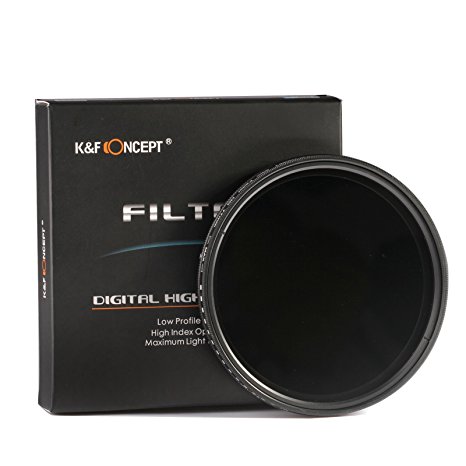 K&F Concept® 62mm Slim Fader Variable ND Neutral Density Adjustable ND2 to ND400 Lens Filter for Sigma Tamron Sony Alpha A57 A77 A65 DSLR Cameras
