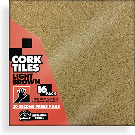 12 x 12" Light Brown Cork Tiles (16 Pack)