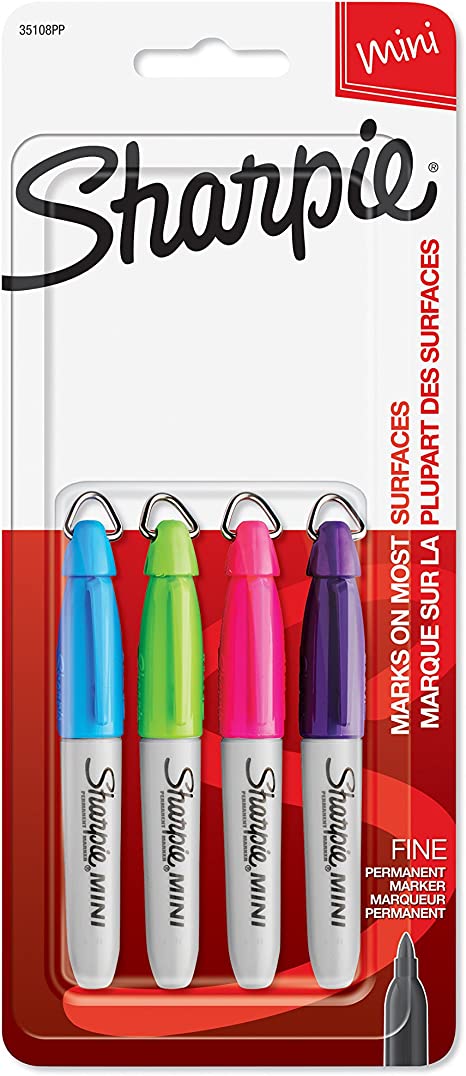 Sharpie 35108PP Mini Permanent Markers, Fine Point, Vibrant Colors, 4 Count