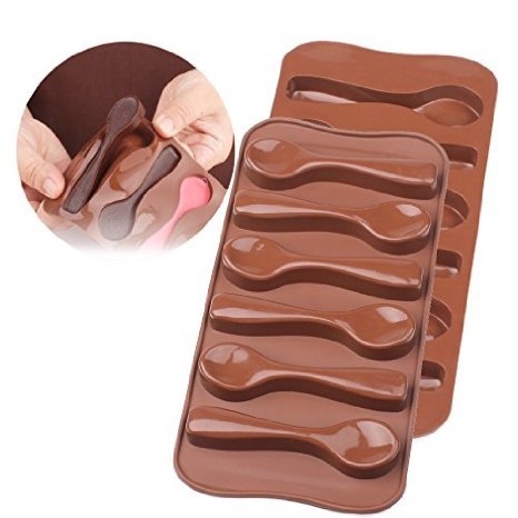 Spoon MoldSmaier 2 Piece Spoon Chocolate Mold Silicone Cake Mold Chocolate Fondant Tools Decoration Bakeware Cupcake Baking Molds