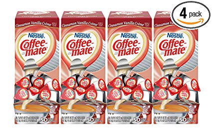 NESTLE COFFEE-MATE Coffee Creamer, Cinnamon Vanilla Creme, 0.375oz liquid creamer singles, 50 Per Box (Case of 4 Boxes)