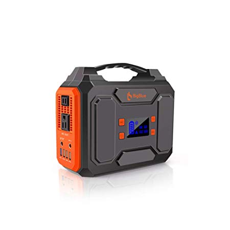 BigBlue 250Wh Portable Power Station with 110V Pure Sine Wave AC Outlet/2 DC Ports/4 USB Ports, CPAP Battery Backup Power Supply, Battery Generator with Flashlight for Outdoors Camping, Emergency