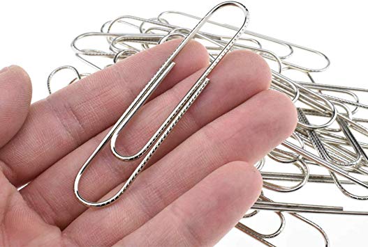 LQJ Pro Paperclips Nonskid Extra Large Sturdy 3” Length Paper Clips with Ridges Non Skid Heavy Duty Tight Grip Thick Rust Proof Reusable Metal Bright Silver for Home Office School 40 Pack