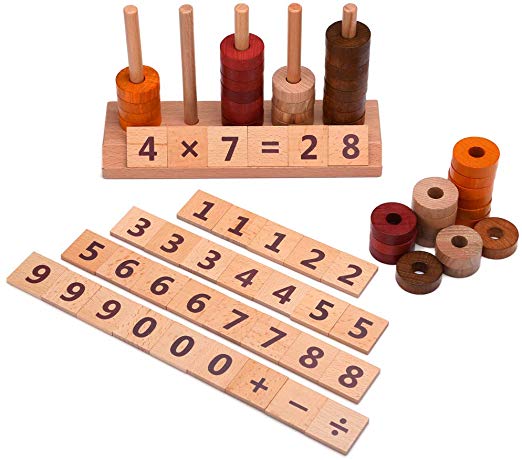 Migargle Wooden Montessori Math Toys , Counting Number Ring Stacker Puzzle Game , Early Preschool Teaching Tool Toddler Learning Toys for Age 2  .