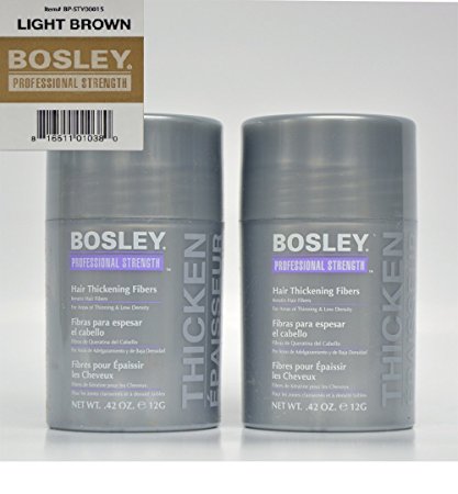 Bosley Hair Thickening Fibers Keratin Hair Fibers .42 oz (Light Brown) 2 Pack