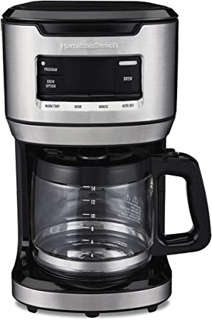 Hamilton Beach Programmable FrontFill Coffee Maker, Extra-Large 14 Cup Capacity, Black/Stainless (46390)