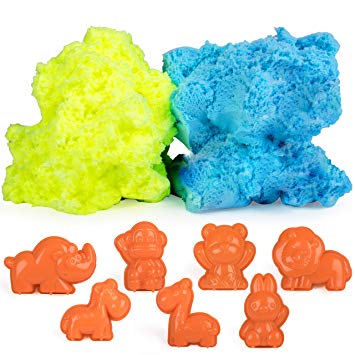 Modeling Clay Sensory Toys for Kids – Fluffy Putty Foam, Floof Like Magnetic Sand Kenetic Molding Clay with 10 Animal Sand Molds