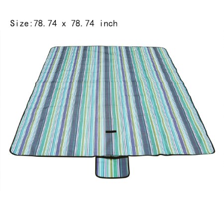 YIMAN Camping Blanket Outdoor Oxford Fabric Picnic Blanket 78 IN x 78 IN All-Purpose Water-Resistant Mat,Extral Large Blanket Beach Mat Blue Stripes